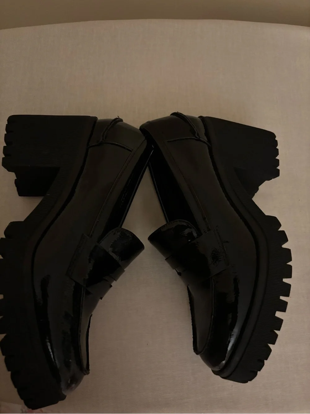 Black Patent Leather Wedge Loafers